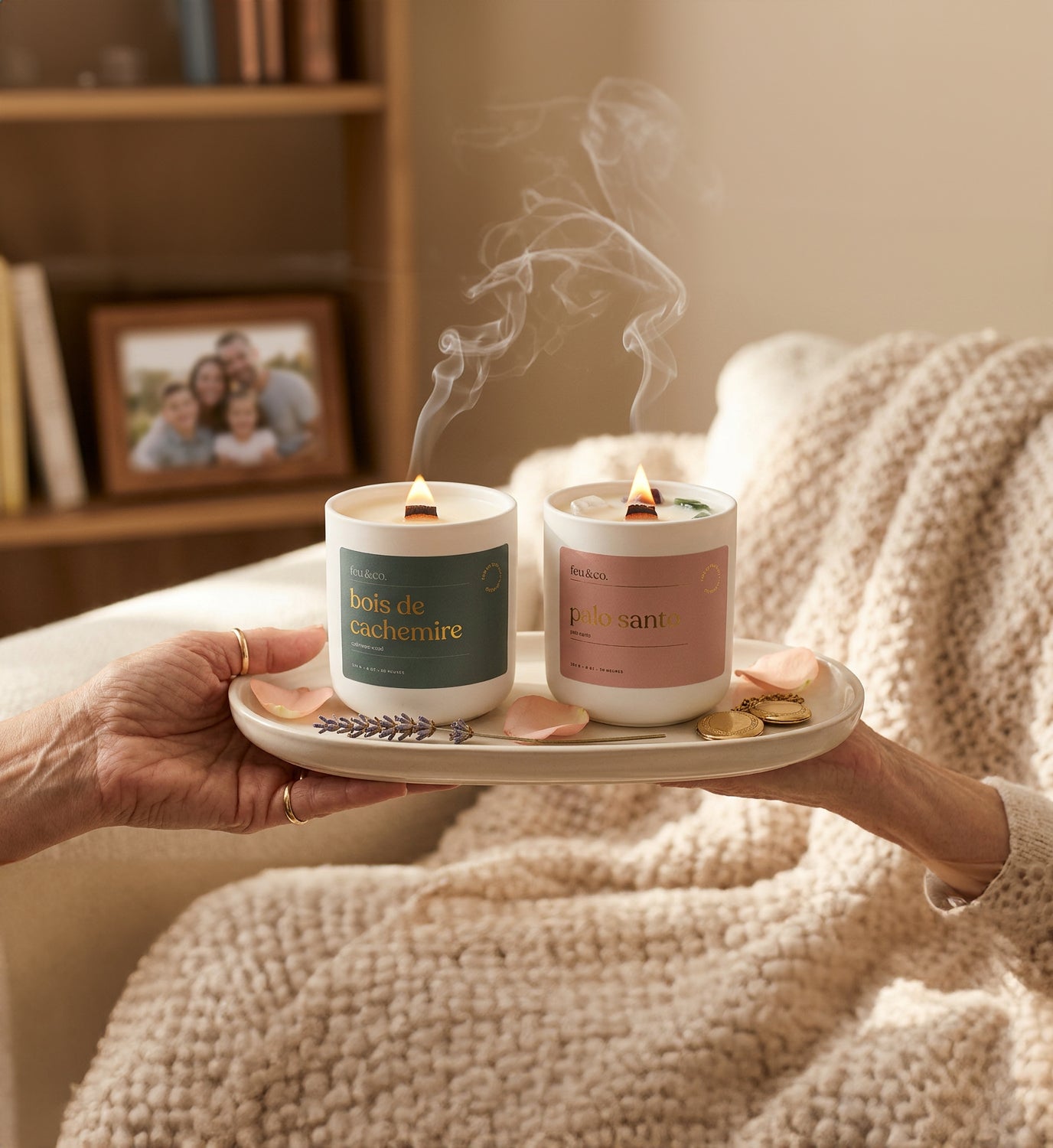 Duo bougies boisées
