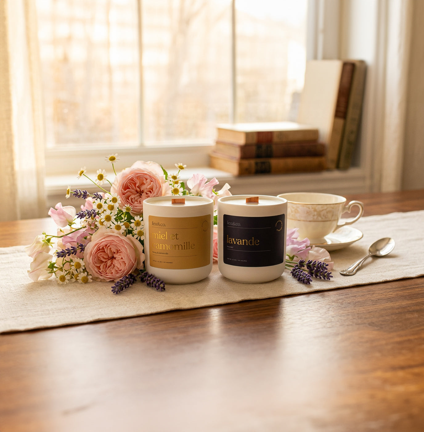 Duo bougies florales