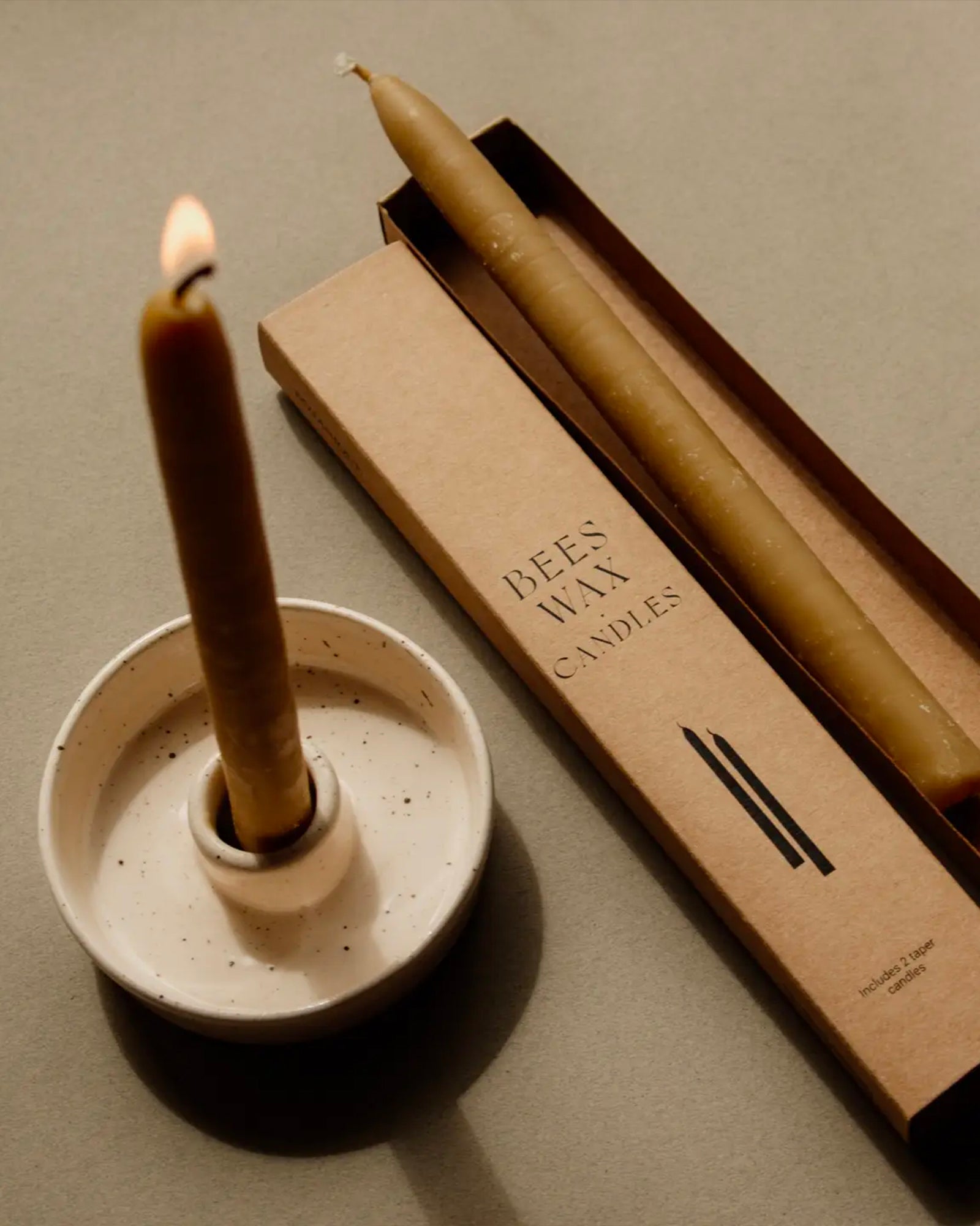 Tapered beeswax candle