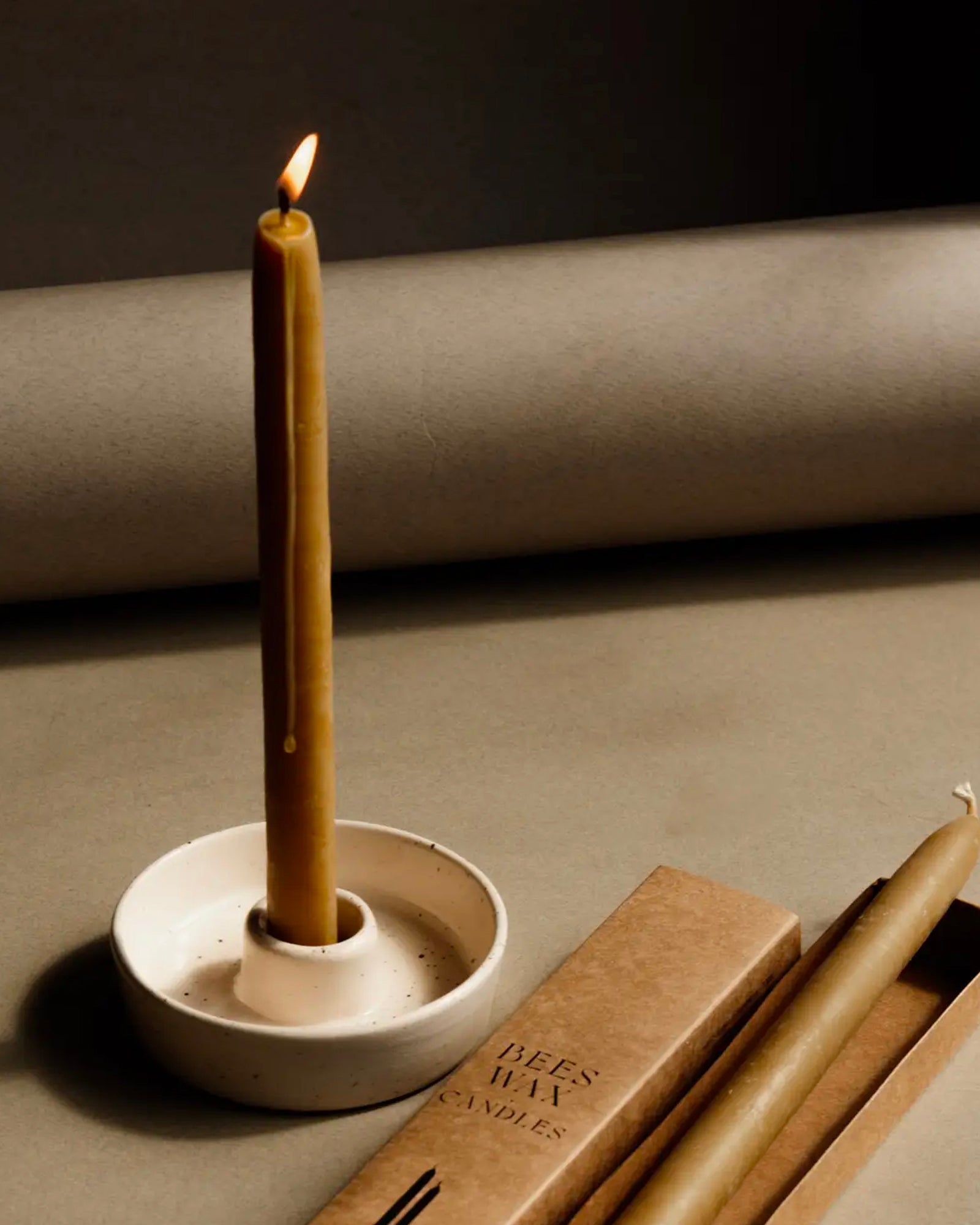 Tapered beeswax candle